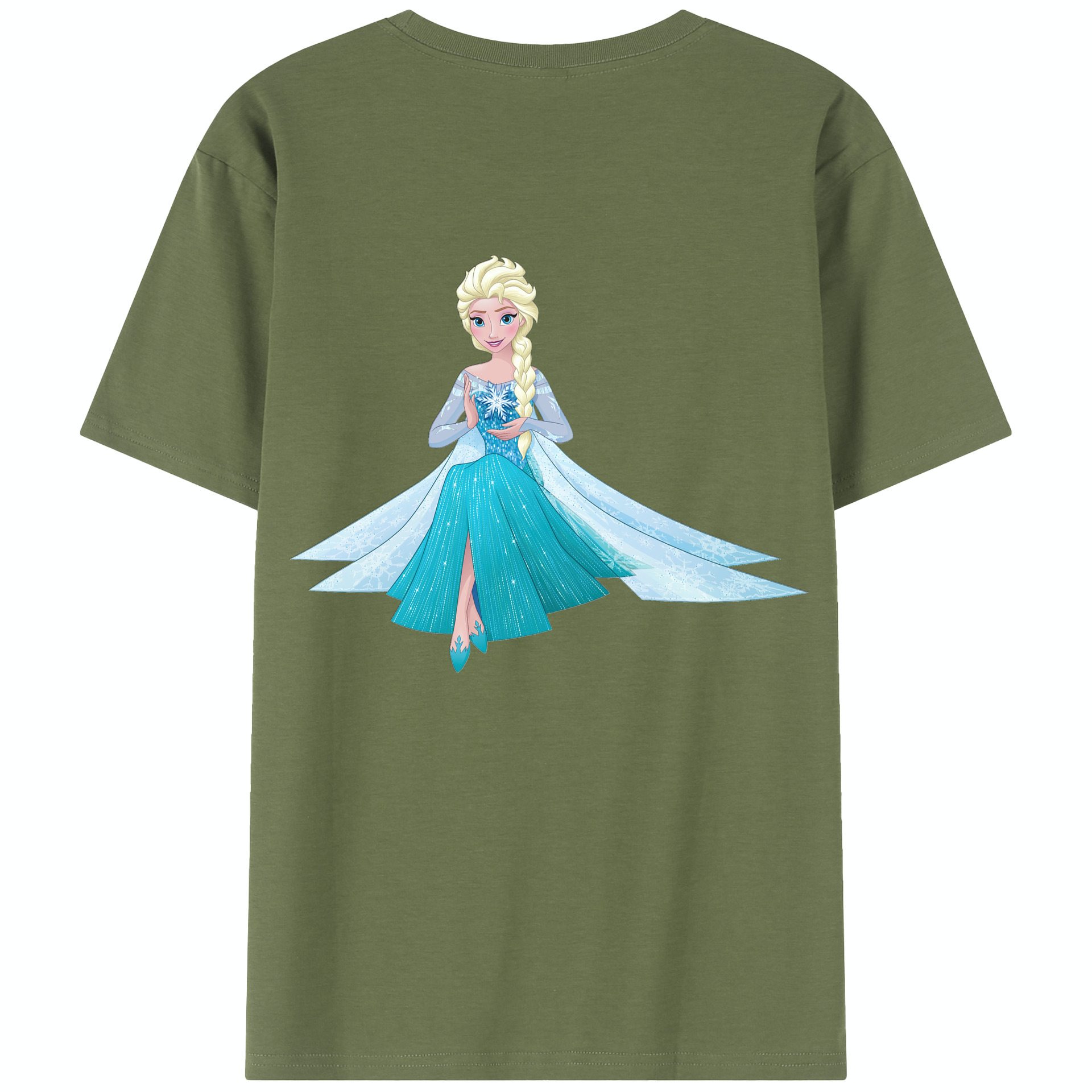 （画像用） アナと雪の女王 アンナ エルサ Frozen Anna Elsa 綿100％半袖Tシャツ（背面プリント）